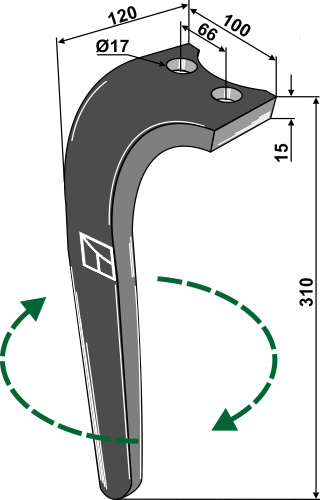 Kreiseleggenzinken, rechte Ausführung geeignet für: Sauerburger diente de grada rotativa 