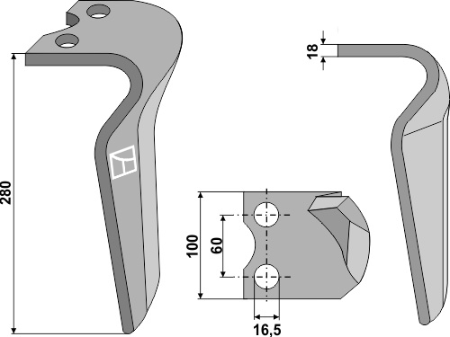 Kreiseleggenzinken, linke Ausführung geeignet für: Celli Зуб ротационной бороны