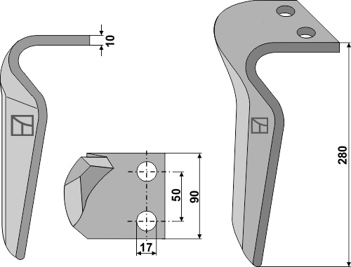 Kreiseleggenzinken, rechte Ausführung geeignet für: Terranova cuţit pentru grape rotativă