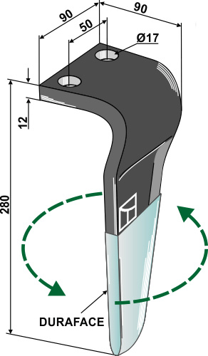 Kreiseleggenzinken (DURAFACE) - linke Ausführung geeignet für: Kverneland diente de grada rotativa 