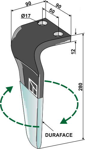 Kreiseleggenzinken (DURAFACE) - rechte Ausführung geeignet für: Kverneland diente de grada rotativa 