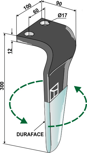 Kreiseleggenzinken (DURAFACE) - linke Ausführung geeignet für: Maschio / Gaspardo ząb brony aktywnej 