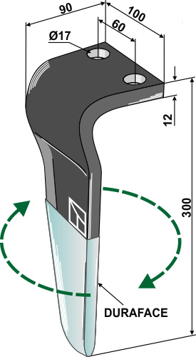 Kreiseleggenzinken (DURAFACE) - rechte Ausführung geeignet für: Maschio / Gaspardo ząb brony aktywnej 