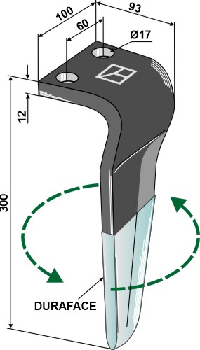 Kreiseleggenzinken (DURAFACE) - linke Ausführung geeignet für: Alpego tine for rotary harrow 