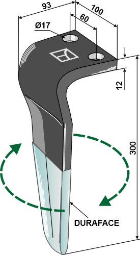 Kreiseleggenzinken (DURAFACE) - rechte Ausführung geeignet für: Alpego dent pour herse rotative