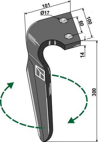 Kreiseleggenzinken, rechte Ausführung geeignet für: Alpego tine for rotary harrow 