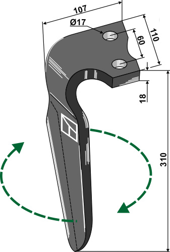 Kreiseleggenzinken, rechte Ausführung geeignet für: Alpego dent pour herse rotative