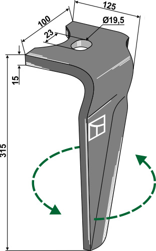 Kreiseleggenzinken, linke Ausführung geeignet für: Alpego diente de grada rotativa 