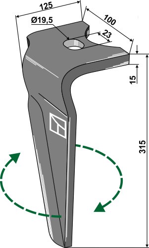 Kreiseleggenzinken, rechte Ausführung geeignet für: Alpego dent pour herse rotative