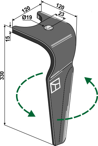Kreiseleggenzinken, linke Ausführung geeignet für: Amazone dent pour herse rotative