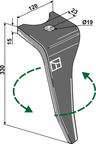 Kreiseleggenzinken, linke Ausführung geeignet für: Amazone dent pour herse rotative