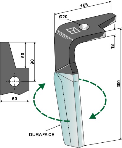 Kreiseleggenzinken (DURAFACE) - rechte Ausführung geeignet für: Amazone dent pour herse rotative
