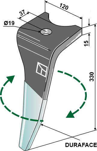 Kreiseleggenzinken (DURAFACE) - rechte Ausführung geeignet für: Amazone dent pour herse rotative