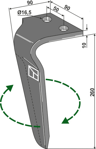 Kreiseleggenzinken, rechte Ausführung geeignet für: Dondi tine for rotary harrow