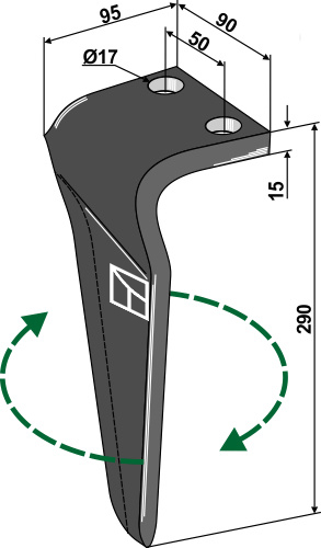 Kreiseleggenzinken, rechte Ausführung geeignet für: Pedrotti tine for rotary harrow