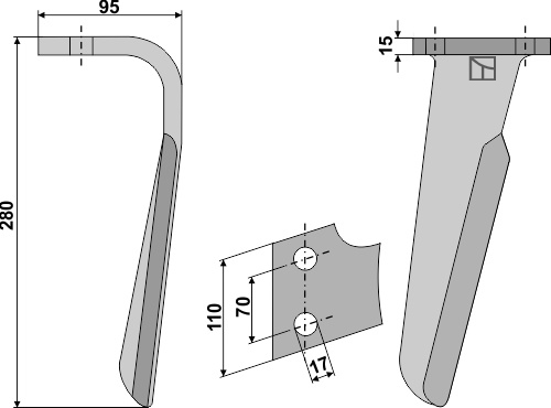 Kreiseleggenzinken, rechte Ausführung geeignet für: Falc dent pour herse rotative