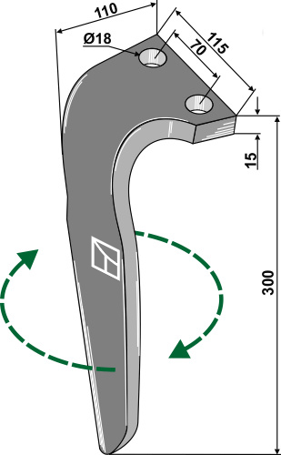 Kreiseleggenzinken, rechte Ausführung geeignet für: Falc faca para grade de bicos rotativa
