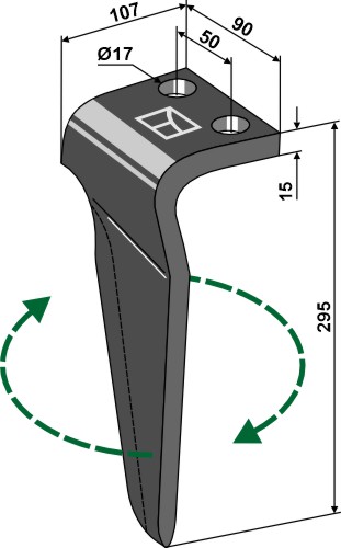 Kreiseleggenzinken, rechte Ausführung geeignet für: Falc faca para grade de bicos rotativa