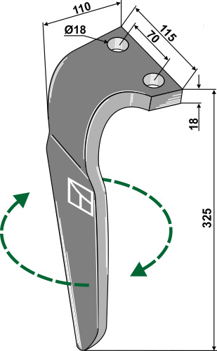 Kreiseleggenzinken, rechte Ausführung geeignet für: Falc dent pour herse rotative
