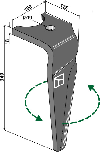 Kreiseleggenzinken, linke Ausführung geeignet für: Falc tine for rotary harrow