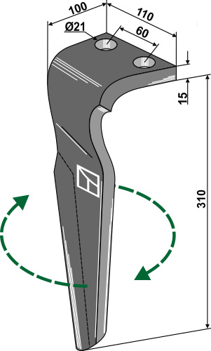 Kreiseleggenzinken, rechte Ausführung geeignet für: Feraboli faca para grade de bicos rotativa