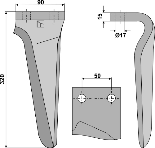 Kreiseleggenzinken, linke Ausführung geeignet für: Muratori dent pour herse rotative
