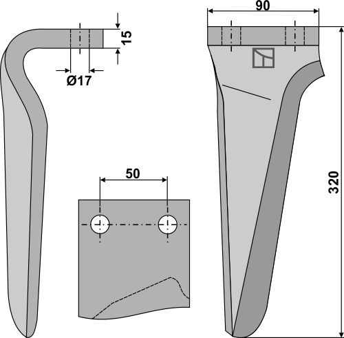 Kreiseleggenzinken, rechte Ausführung geeignet für: Muratori tine for rotary harrow
