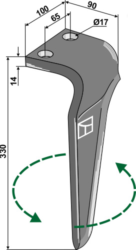 Kreiseleggenzinken, linke Ausführung geeignet für: Frandent dent pour herse rotative