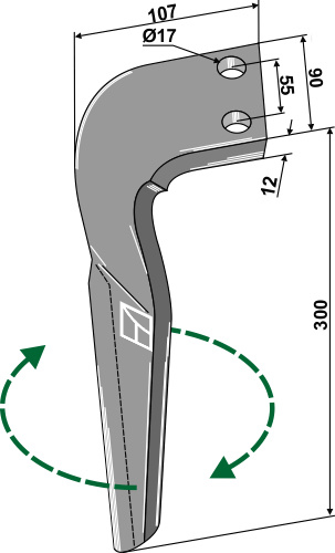 Kreiseleggenzinken, rechte Ausführung geeignet für: Frandent tine for rotary harrow