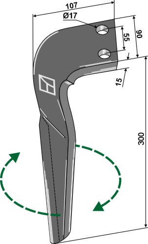 Kreiseleggenzinken, rechte Ausführung geeignet für: Frandent faca para grade de bicos rotativa