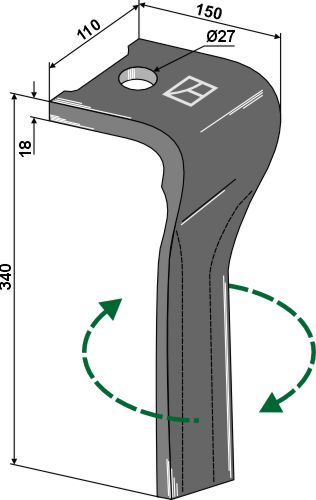 Kreiseleggenzinken, rechte Ausführung geeignet für: Landsberg faca para grade de bicos rotativa