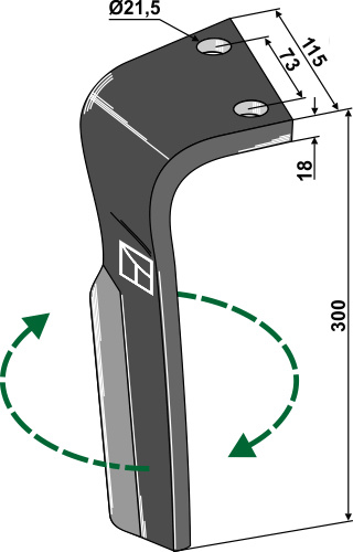Kreiseleggenzinken, rechte Ausführung geeignet für: Lemken tine for rotary harrow