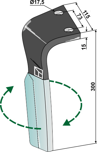 Kreiseleggenzinken (DURAFACE) - rechte Ausführung geeignet für: Lemken tine for rotary harrow