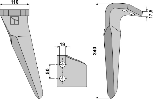 Kreiseleggenzinken, linke Ausführung geeignet für: Kverneland tine for rotary harrow