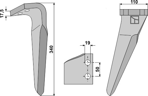 Kreiseleggenzinken, rechte Ausführung geeignet für: Kverneland faca para grade de bicos rotativa