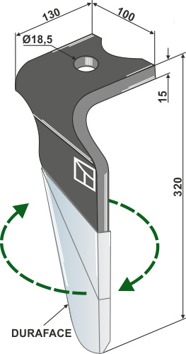 Kreiseleggenzinken (DURAFACE) - rechte Ausführung geeignet für: Kverneland rotoregtanden