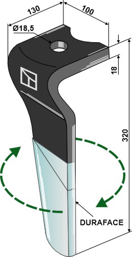 Kreiseleggenzinken (DURAFACE) - rechte Ausführung geeignet für: Kverneland cuţit pentru grape rotativă