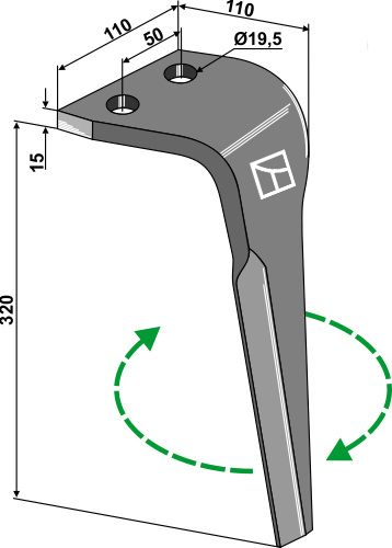 Kreiseleggenzinken, rechte Ausführung geeignet für: Maletti Зуб ротационной бороны