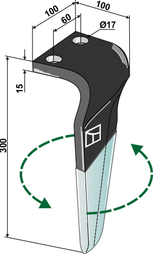 Kreiseleggenzinken (DURAFACE) - linke Ausführung geeignet für: Maschio / Gaspardo dent pour herse rotative