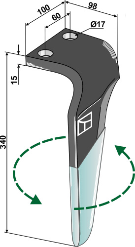 Kreiseleggenzinken (DURAFACE) - linke Ausführung geeignet für: Maschio / Gaspardo faca para grade de bicos rotativa