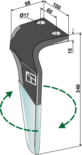 Kreiseleggenzinken (DURAFACE) - rechte Ausführung geeignet für: Maschio / Gaspardo faca para grade de bicos rotativa