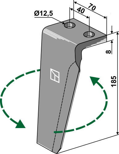 Kreiseleggenzinken, linke Ausführung geeignet für: Muratori diente de grada rotativa