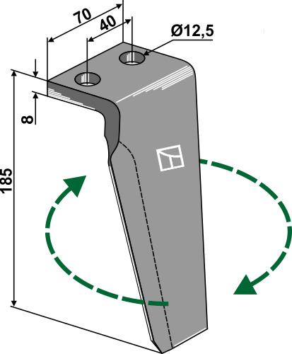 Kreiseleggenzinken, rechte Ausführung geeignet für: Muratori tine for rotary harrow