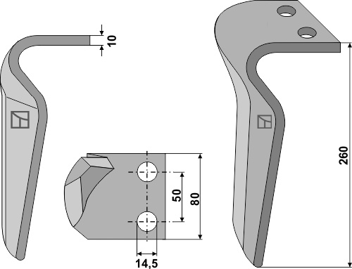 Kreiseleggenzinken, rechte Ausführung geeignet für: Tortella diente de grada rotativa 