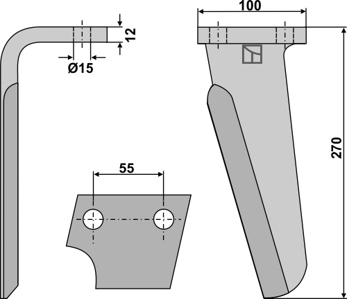 Kreiseleggenzinken, linke Ausführung geeignet für: Perugini faca para grade de bicos rotativa