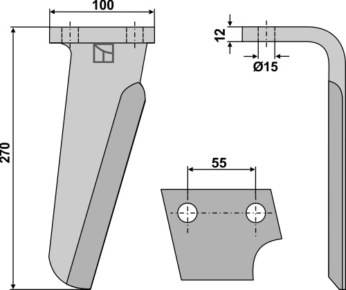 Kreiseleggenzinken, rechte Ausführung geeignet für: Perugini Зуб ротационной бороны