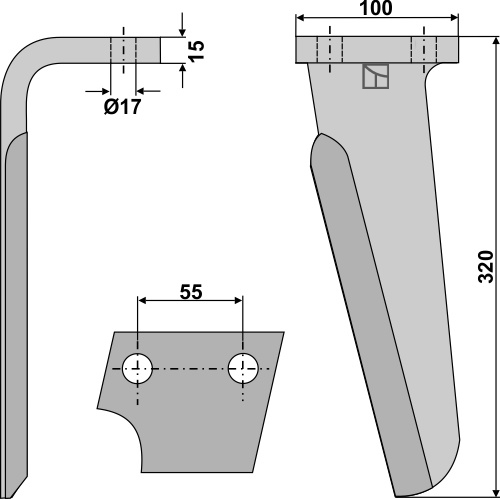 Kreiseleggenzinken, linke Ausführung geeignet für: Perugini tine for rotary harrow
