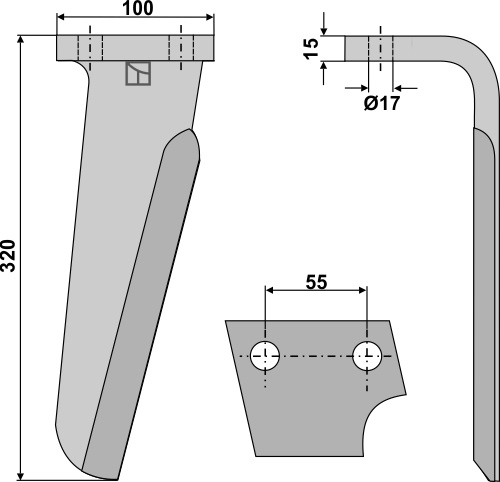 Kreiseleggenzinken, rechte Ausführung geeignet für: Perugini tine for rotary harrow