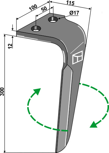 Kreiseleggenzinken, rechte Ausführung geeignet für: Rau dent pour herse rotative