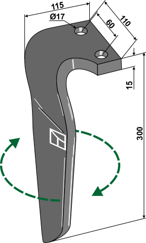 Kreiseleggenzinken, rechte Ausführung geeignet für: Kverneland diente de grada rotativa 